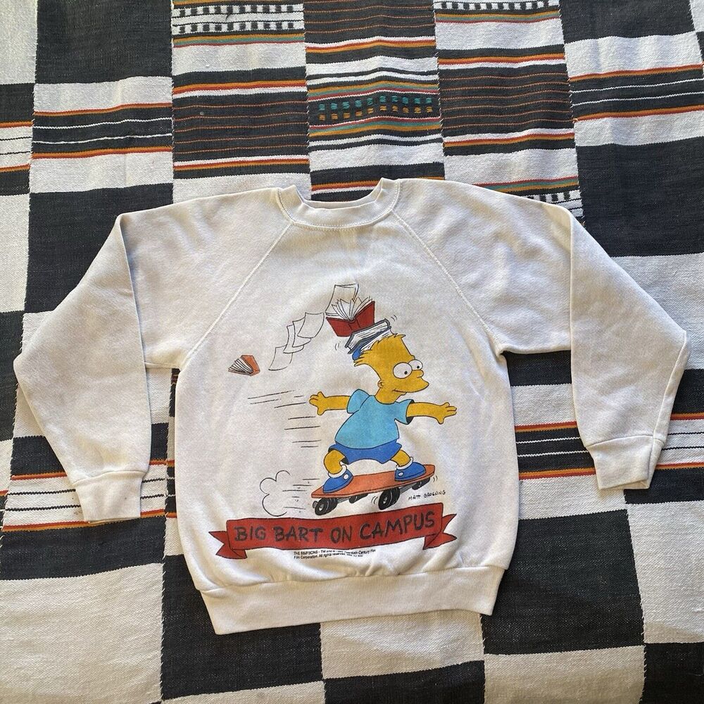 Vintage 1990 Bart Simpson “Big Bart On campus” Crewneck Sweater. 10/12. Rare.